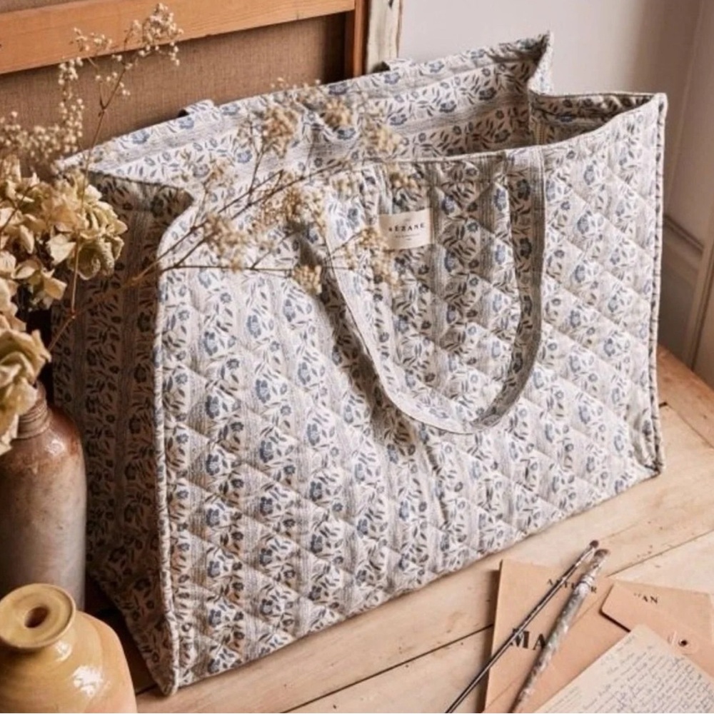 ISO Sezane Floral Stripe Tote Bag